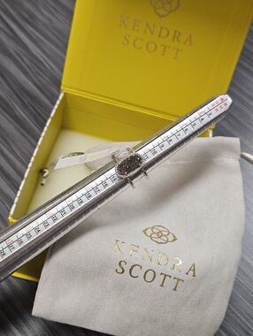 NEW Kendra Scott Elyse Druzy Ring in Silver Size 6 In Box With Dustbag